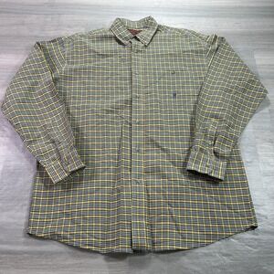 Twenty X Shirt Mens XL Yellow Blue Plaid Long Sleeve Button Down Casual Workwear